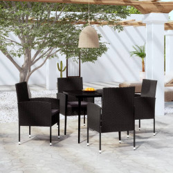 5 Pcs conjunto de jantar para jardim preto