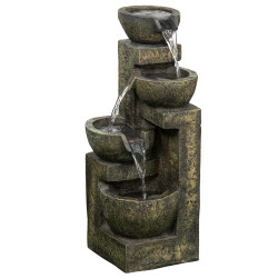 Fonte de jardim 5 w fonte de água em cascata de 4 níveis com bomba de água e saída de água ajustável 25x24x60 cm multicolorido