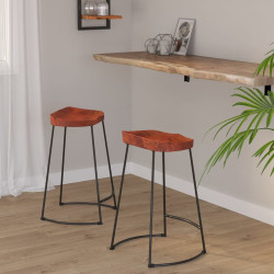 Bancos de bar gavin 2pcs 45x40x63cm madeira de mangueira maciça