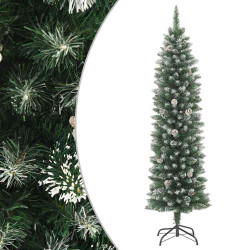 Árvore de natal artificial fina com suporte PVC 180 cm