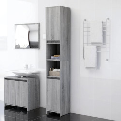 Armário wc 30x30x183,5 cm derivados de madeira cinzento sonoma