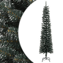Árvore de natal artificial fina com suporte 240 cm PVC verde