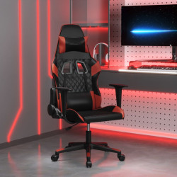 Cadeira gaming massagens couro artificial preto/vermelho tinto