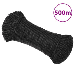 Corda de trabalho 6 mm 500 m poliéster preto