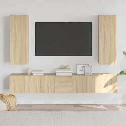Conjunto móveis de TV 5 pcs madeira processada carvalho sonoma