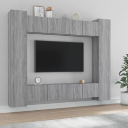 Conjunto móveis de TV 8 pcs madeira processada sonoma cinza