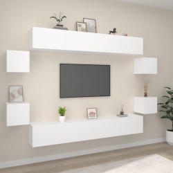 Conjunto móveis de TV 8 pcs madeira processada branco