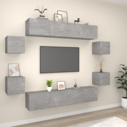 Conjunto móveis de TV 8 pcs madeira processada cinzento cimento