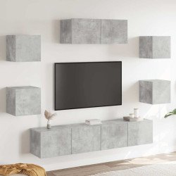 Conjunto móveis de TV 7 pcs madeira processada cinzento cimento