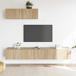 Conjunto móveis de TV 3 pcs madeira processada carvalho sonoma