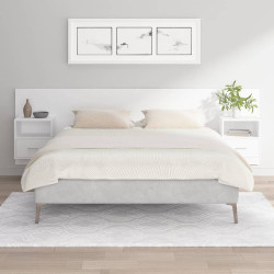 Cabeceira cama + armários madeira processada branco