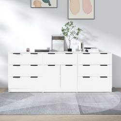 3 Pcs aparadores derivados de madeira branco