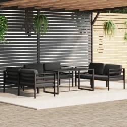 7 Pcs conjunto lounge jardim com almofadões alumínio antracite
