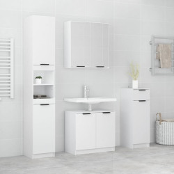 4Pcs conj. armários casa de banho madeira processada branco