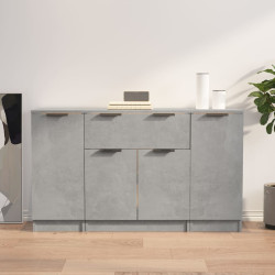Aparadores 3 pcs derivados de madeira cinzento cimento