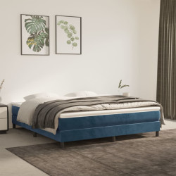 Colchão de molas ensacadas firmeza média 160x200x20 cm veludo azul-escuro