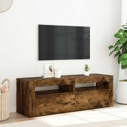 Móvel de TV com luzes LED 120x35x40 cm carvalho fumado