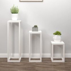 3 Pcs conjunto de suporte plantas pinho maciço branco