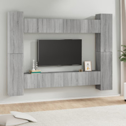 Conjunto móveis de TV 10 pcs madeira processada sonoma cinza