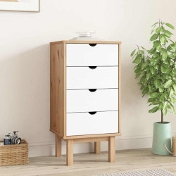 Armário gavetas otta 45x39x90 cm pinho maciço castanho/branco
