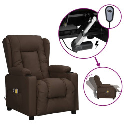 Poltrona de massagens elétrica couro artificial castanho