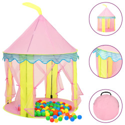 Tenda de brincar infantil com 250 bolas 100x100x127 cm rosa