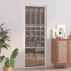 Porta de interior 76x201,5 cm vidro esg e alumínio branco