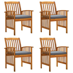 Cadeiras de jantar p/ jardim 4 pcs c/ almofadões acácia maciça
