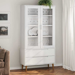 Vitrina molde 90x35x175 cm pinho maciço branco