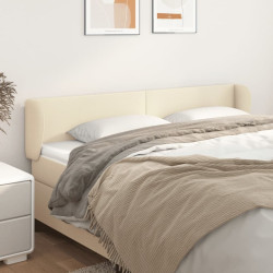 Cabeceira de cama c/ abas couro artificial 183x23x78/88cm creme