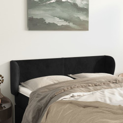 Cabeceira de cama c/ abas veludo 147x23x78/88 cm preto