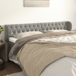 Cabeceira de cama c/ abas veludo 203x23x78/88 cm cinzento-claro