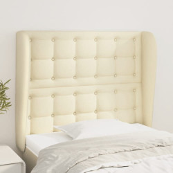 Cabeceira cama c/ abas couro artificial 103x23x118/128 cm creme