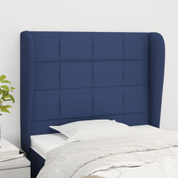 Cabeceira de cama c/ abas tecido 93x23x118/128 cm azul