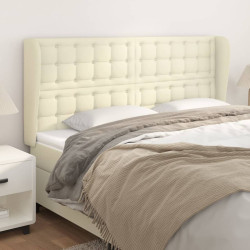 Cabeceira cama c/ abas couro artificial 163x23x118/128 cm creme