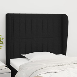 Cabeceira de cama c/ abas tecido 83x23x118/128 cm preto