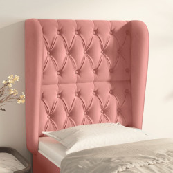Cabeceira de cama c/ abas veludo 83x23x118/128 cm rosa