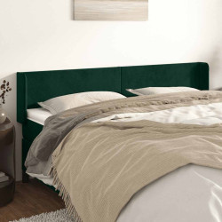 Cabeceira de cama c/ abas veludo 183x16x78/88cm verde-escuro