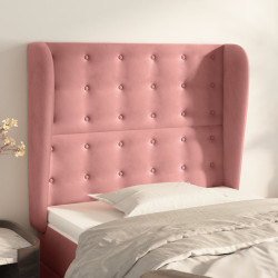 Cabeceira cama c/ abas veludo 103x23x118/128 cm rosa