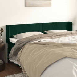 Cabeceira de cama c/ abas veludo 163x16x78/88cm verde-escuro