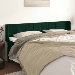 Cabeceira de cama c/ abas veludo 203x16x78/88cm verde-escuro
