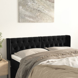 Cabeceira de cama c/ abas veludo 163x16x78/88 cm preto