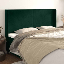 Cabeceira cama c/ abas veludo 183x16x118/128 cm verde-escuro