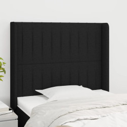 Cabeceira de cama c/ abas tecido 83x16x118/128 cm preto