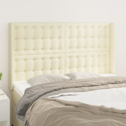 Cabeceira cama c/ abas couro artificial 147x16x118/128 cm creme