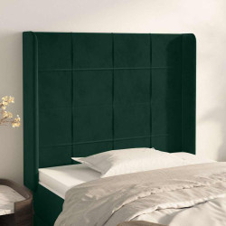 Cabeceira cama c/ abas veludo 83x16x118/128 cm verde-escuro