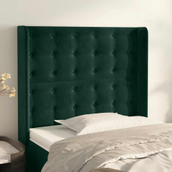 Cabeceira cama c/ abas veludo 83x16x118/128 cm verde-escuro