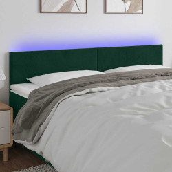 Cabeceira de cama c/luzes LED veludo 200x5x78/88cm verde-escuro