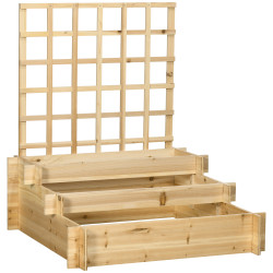 Floreira de 3 níveis com treliça hortal vertical com tecido não tecido para cultivos de verduras flores 95x95x110 cm madeira