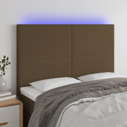 Cabeceira de cama c/ luzes LED tecido 144x5x118/128cm castanho